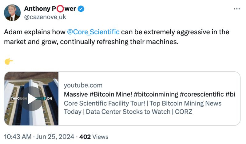 
			CoreWeave расширяет сделку по вычислительным технологиям Core Scientific на $1,225 млрд		