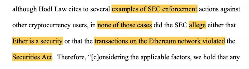 
			Hodl Law не смогла заставить SEC принять решение по классификации Ethereum		